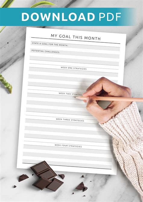 Monthly Goal Planner With Action Steps Printable Goal Setting Etsy