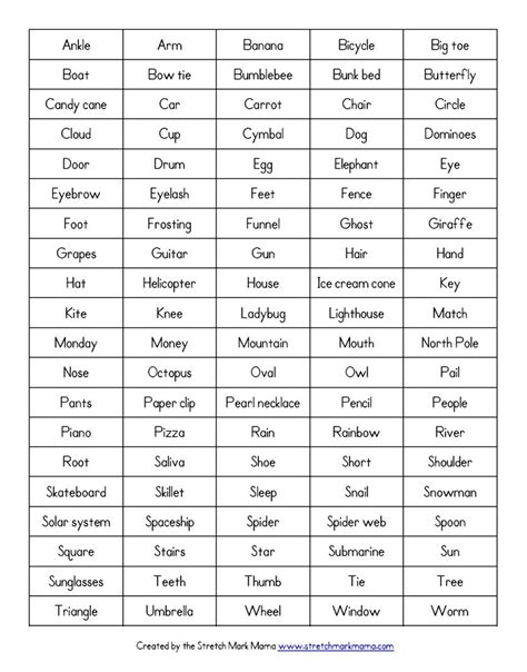 Pictionary For Kids Pictionary Words Pictionary Word List