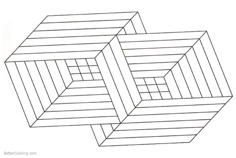 Optical Illusion Coloring Pages Optic Squares Free Printable Coloring