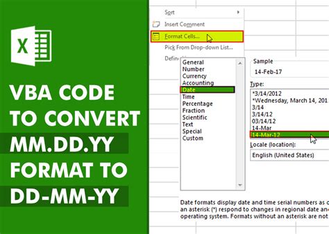 Vba Code To Convert Mm Dd Yyyy To Dd Mmm Yyyy In Excel Tutorial