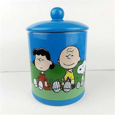 Peanuts Gang Ceramic Cookie Jar Snoopy Charlie Brown Sally Lucy Linus In Ebay Charlie