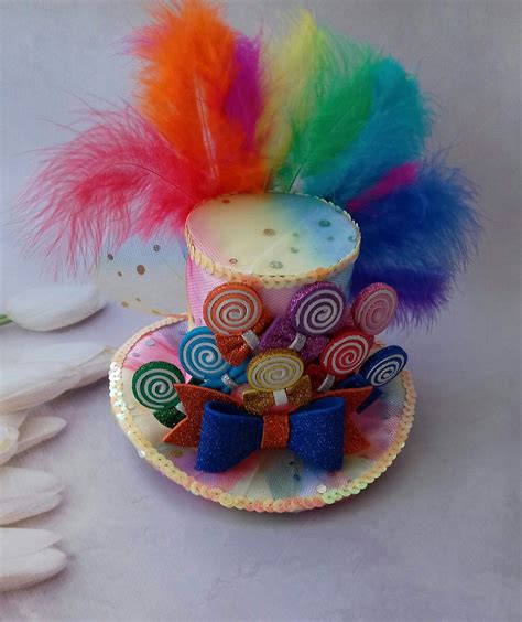Rainbow Candy Top Hat Candy Mini Top Hat Headband Rainbow Mini Etsy