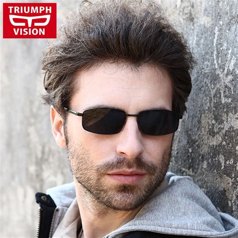 Triumph Vision Driving Polarized Sunglasses For Men Black Frame Metal Eyewear Sun Glasses Man
