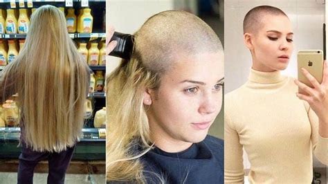Shaved Hair Women Bald Head Women Before And After Haircut Epic Hair