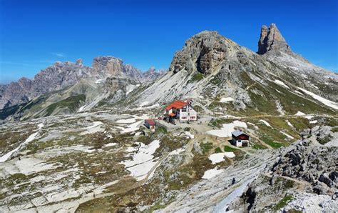 Rifugio Auronzo And Dolomites Mountains In National Park Tre Cime Di