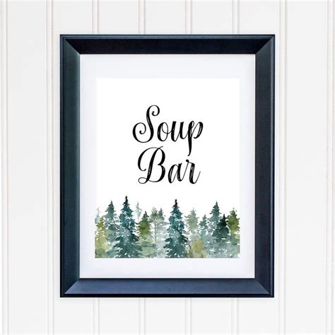 Soup Bar Sign Printable Evergreen Tree Baby Shower