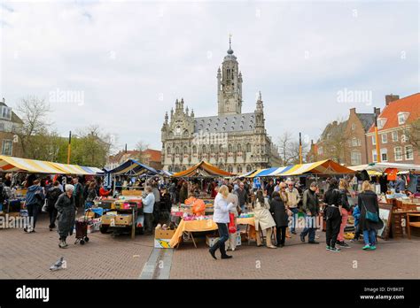 Antique Market In Front Of The Famous Town Hall Of The City Of