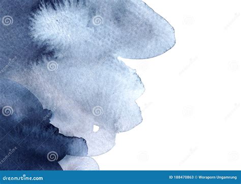 Abstract Blue Stroke On White Background Watercolor Hand Painting