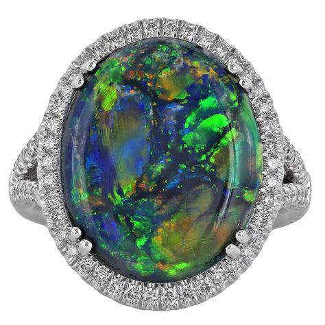 Black Opal Diamond Gold Cluster Ring | 1stdibs.com | Black gold jewelry ...