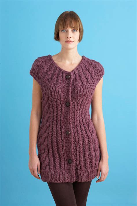 Circular Yoke Vest Knit Version 1 Lion Brand Yarn