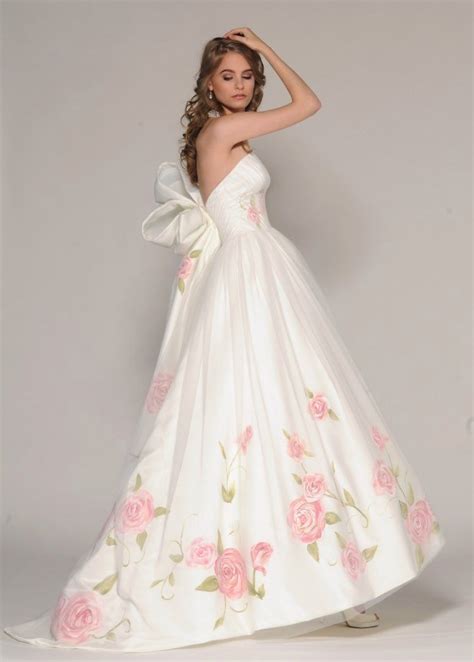 Wedding Dress With Pink Roses