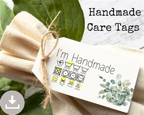 Printable Care Labels Tags Handmade With Love Washing Instructions