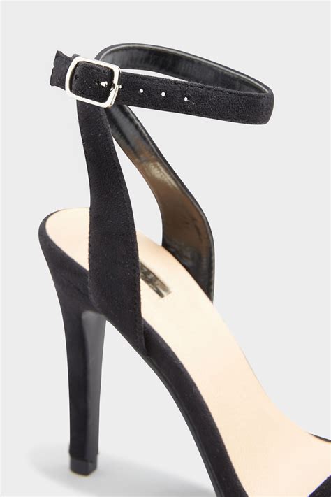Limited Collection Black Strappy Two Part Heels In Extra Wide Fit Yours Clothing