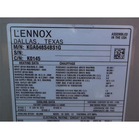 LENNOX KGA S BS G K TON ROOFTOP GAS ELEC AIR CONDITIONER PHASE EBay