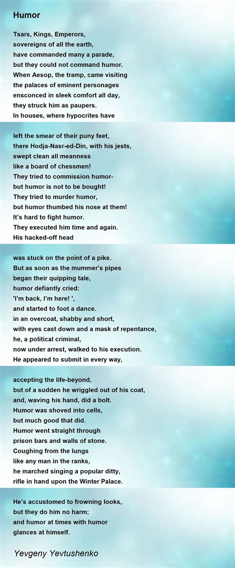 Humor Poem by Yevgeny Yevtushenko - Poem Hunter