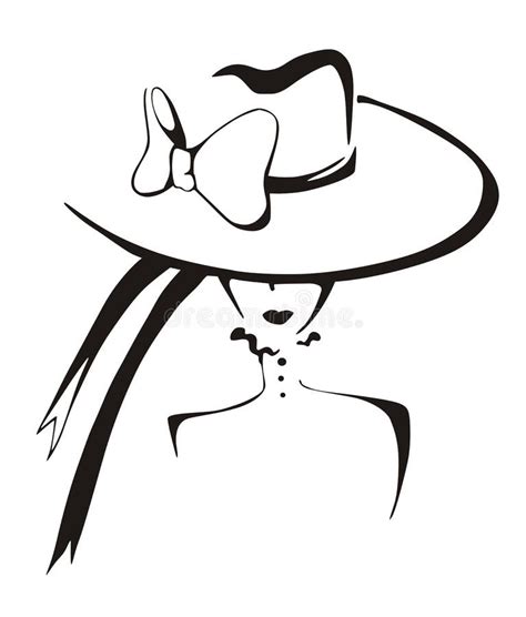 Sketch Of Elegant Woman In Hat Stock Vector Illustration Of Black
