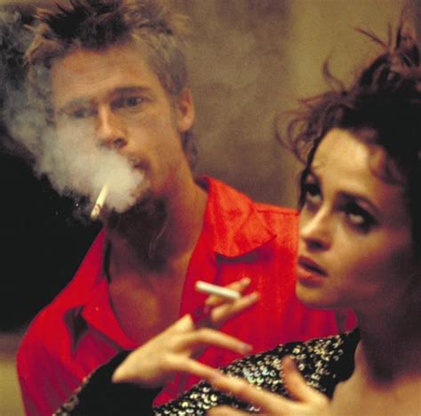 Helena Bonham Carter And Brad Pitt In Fight Club In 2022 Fight Club Brad Pitt Fight Club Rules