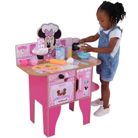 Kidkraft Minnie Mouse Wooden Bakery And Café Toddler Play Kitchen With 18