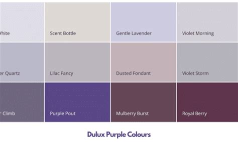 Dulux Purple Colour Chart Best Dulux Purple Paint Colours Sleek Chic