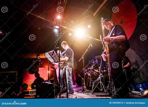 Band Performs On Stage In A Nightclub Stock Image Image Of Club