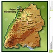 Illustration über Karte von Baden-Württemberg mit Hauptstädten und ...