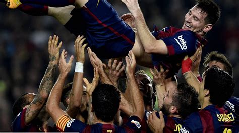 Messi Breaks All Time La Liga Goal Scoring Record Lionel Messi Messi Barcelona Football