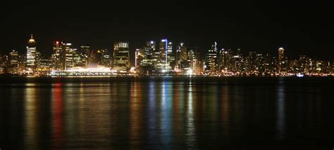 Vancouver Skyline At Night View On Black Jon Vonica