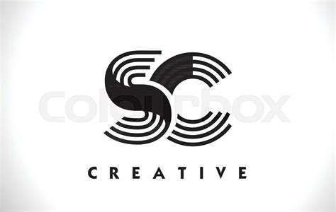 Sc Logo Letter With Black Lines Design Line Letter Vector Illustration