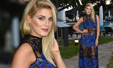 ashley james flaunts her curves in semi sheer gown at global t gala in marbella daily mail