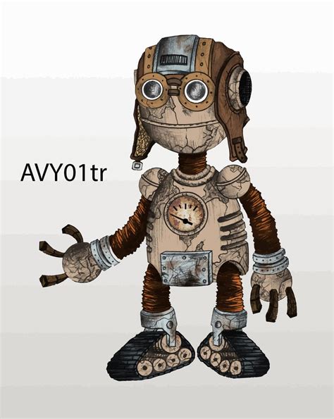 Steampunk Robot Cartoon Character Illustration Freelancer