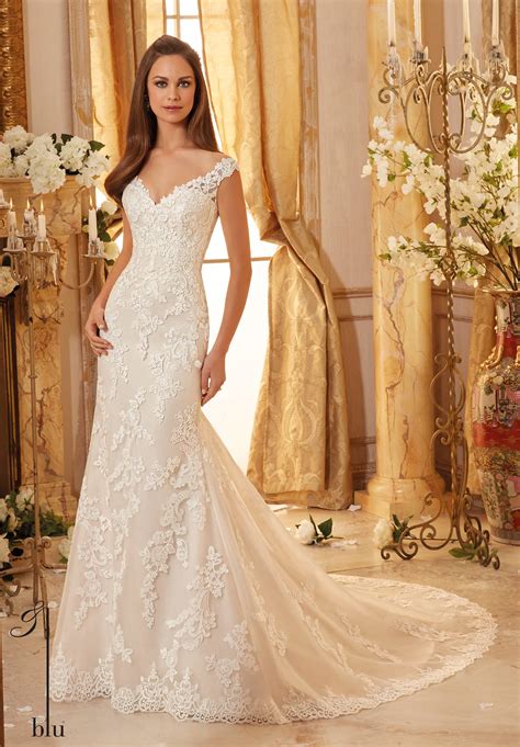 Wedding Dress Mori Lee Blue Fall 2016 Collection 5471 Classic Embroidered Lace On Soft