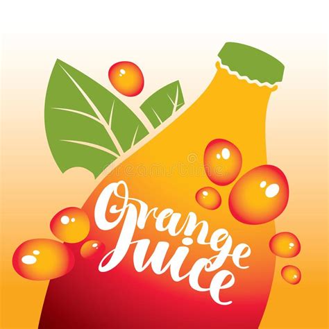 Bottle With Inscription Orange Juice Stock Vector - Illustration of berry, inscription: 121162954