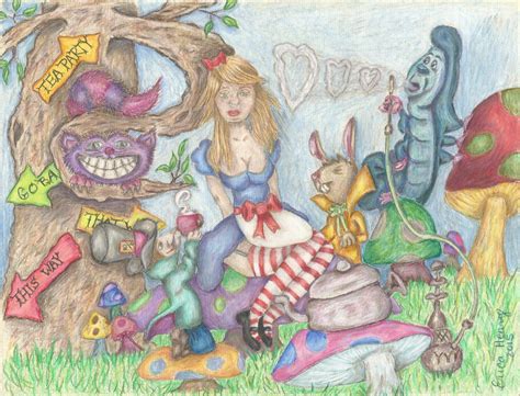 Alice In Wonderland Art Print Colored Pencil Drawing
