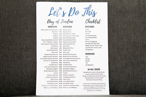 Editable Wedding Day Timeline Bridal Party Itinerary Template Details