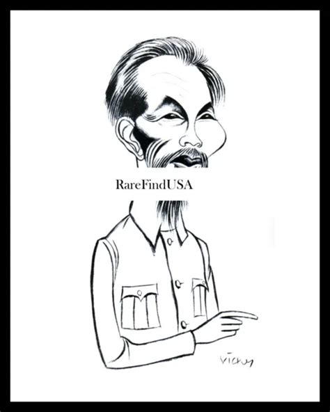 1957 Rpt Ho Chi Minh Vietnamese Communist Leader Caricature By Vicky Matted 2999 Picclick