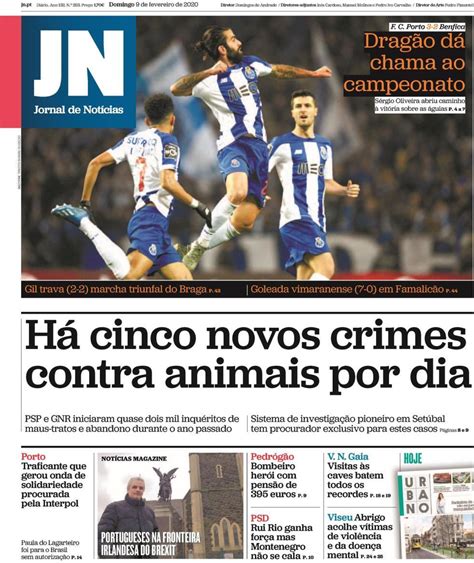 Capa Jornal De Notícias 9 Fevereiro 2020 Capasjornaispt