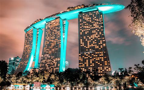 O Marina Bay Sands, 4k, noite, HDR, hotel, Marina Bay, Singapura em 2019 | Marina bay sands ...