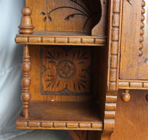 Bargain John S Antiques Antique Extra Fancy Oak Hanging Wall Curio