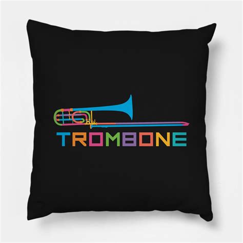 Vibrant Trombone In Rainbow Colors Pillow Trombone In Rainbow Colors Color Brass Band