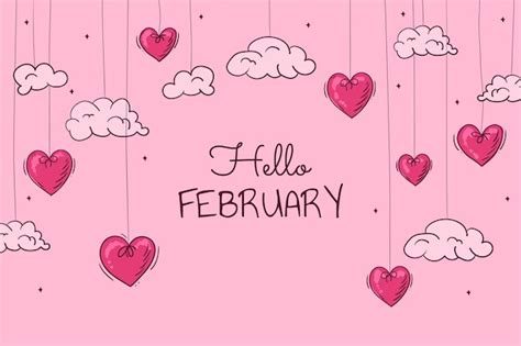Free Vector Hand Drawn Hello February Background
