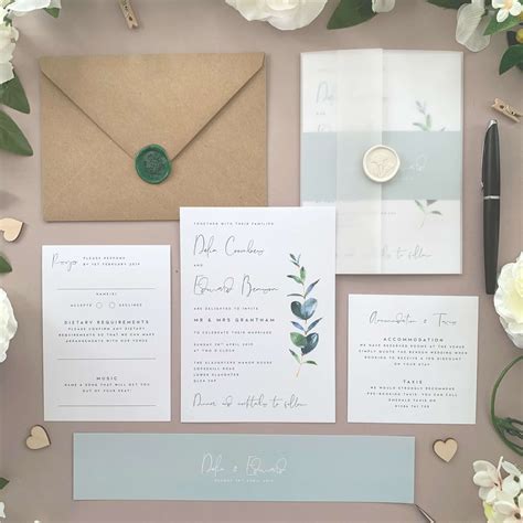 Take care of the little (but important!) details for your next event by selecting incredible potluck invitations. 3 Most Beautiful Eucalyptus Wedding Invitations + Ideas