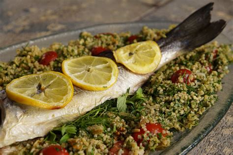 Bulgur Pilaf With Roasted Sea Bass Greek Food Greek Cooking Greek Recipes By Diane Kochilas