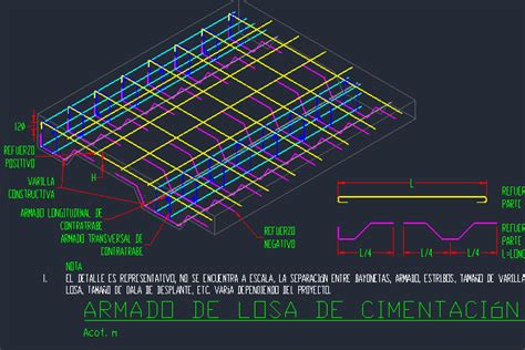 Losa De Cimentaci N Detalles En Dwg Detalles Cad