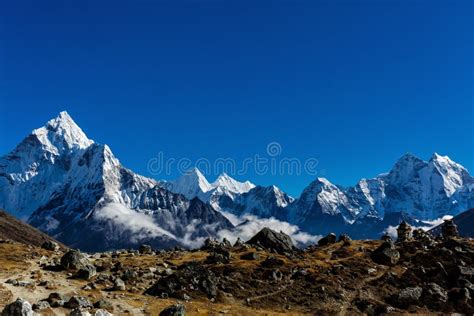 Snowy Mountains Of The Himalayas Stock Image Image Of Height Everest