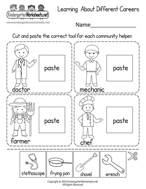 Kindergarten Careers Worksheet Community Helpers Worksheets Preschool