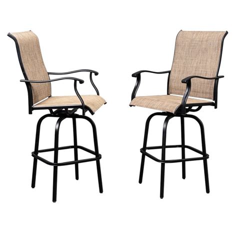 Enyopro Outdoor Swivel Bistro Chairs 2 Pieces Patio Swivel Bar Stools