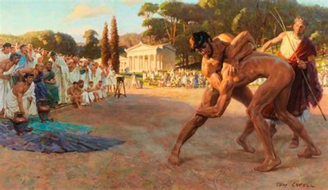 Pankratiasts Fighting Ancient Greek Olympic Games Ancient Olympics
