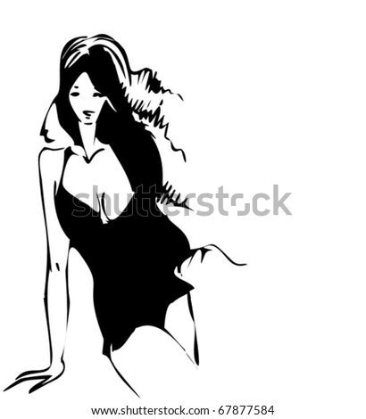 Mermaid On Seabed Black Stencil Stickers Stock Vector 121613041 - Shutterstock