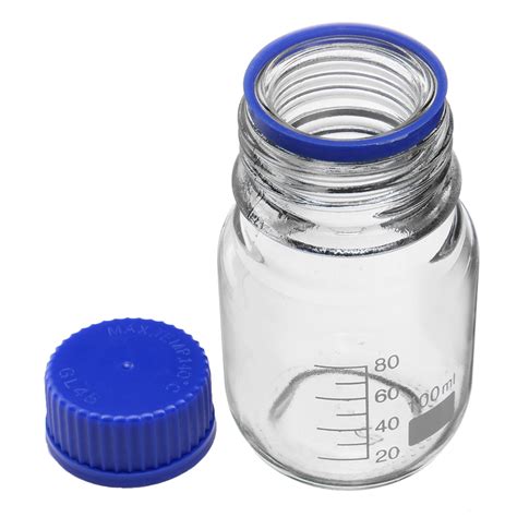 100 250 500mL Borosilicate Glass Clear Reagent Bottle Blue Screw Cap L
