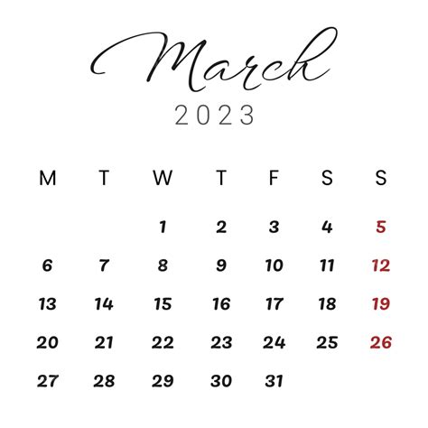 Calendário De Março De 2023 Em Estilo Minimalista Orgânico Png Março